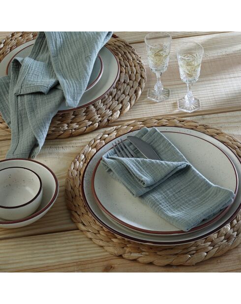 Lot de 4 serviettes de table gaze de coton Carla vert céladon - 40x40 cm