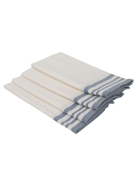 Set von 4 Mahdia Baumwollservietten weiß/jeansblau - 45x45 cm
