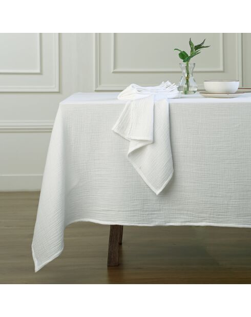 Mantel de gasa de algodón blanco Carla