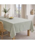 Mantel Colette de algodón verde oliva y 8 servilletas
