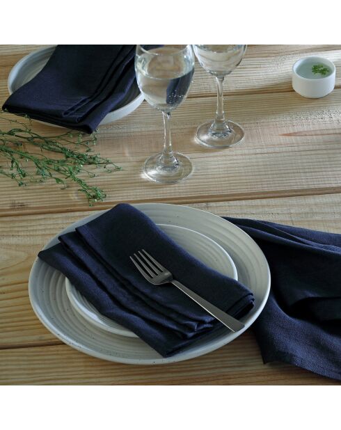 Lot de 4 serviettes de table lin lavé Paul fusain - 45x45 cm