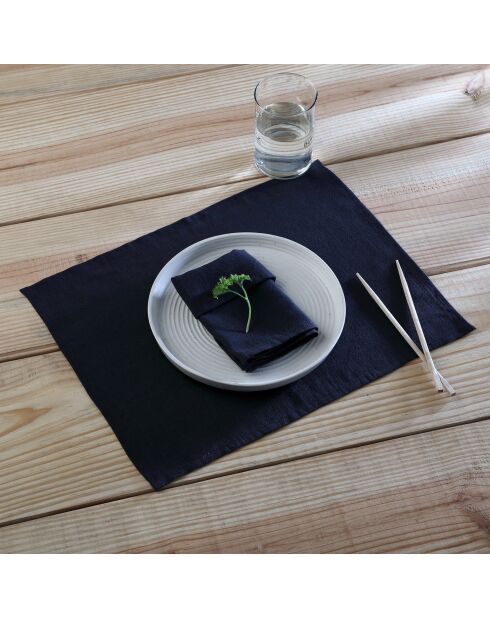 Lot de 4 serviettes de table lin lavé Paul fusain - 45x45 cm