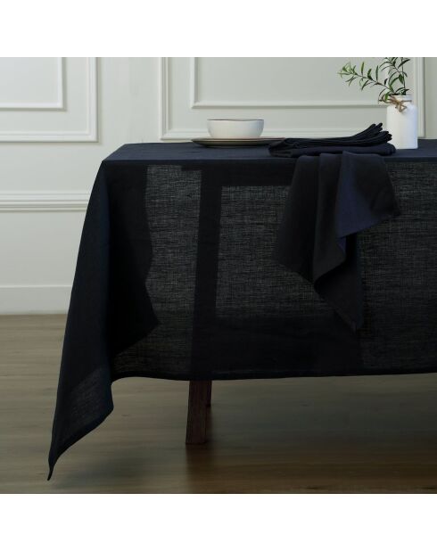 Lot de 4 serviettes de table lin lavé Paul fusain - 45x45 cm