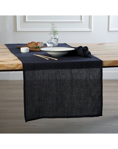 Lot de 4 serviettes de table lin lavé Paul fusain - 45x45 cm