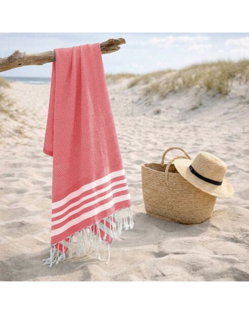 Fouta Newport in cotone malabar rosa - 100x200 cm