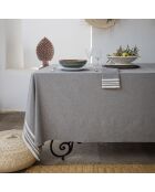Mantel Mahdia de algodón gris medio y 8 servilletas