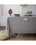 Mantel Mahdia de algodón gris medio y 8 servilletas
