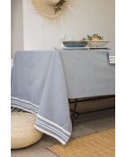 Mantel y 4 servilletas Mahdia de algodón vaquero azul - 150x250 cm