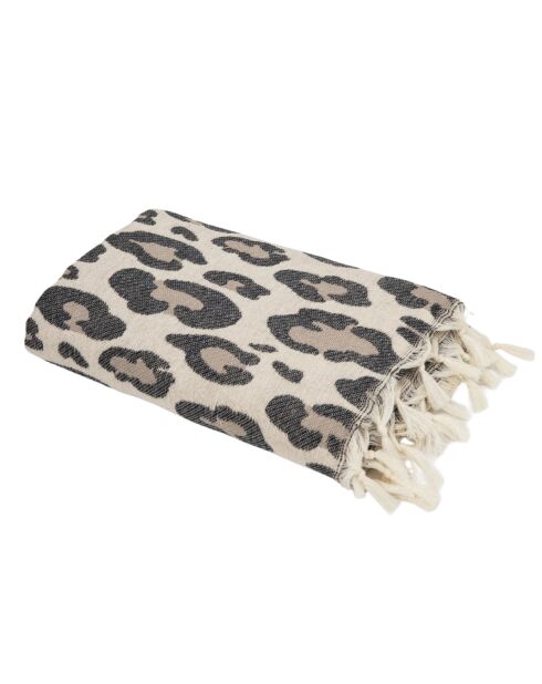 Fouta in cotone jacquard leopardato naturale - 100x200 cm