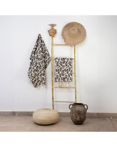 Fouta in cotone jacquard leopardato naturale - 100x200 cm