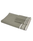 Mantel Mahdia de algodón verde oliva y 8 servilletas - 180x350 cm