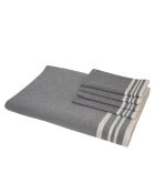 Mantel Mahdia de algodón gris mediano y 10 servilletas - 180x400 cm