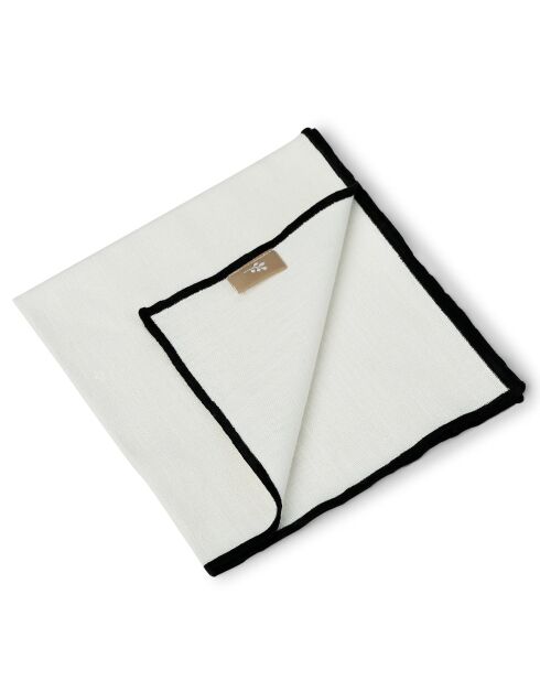 Lot de 4 serviettes de table toile de coton Jules blanches/noires - 45x45 cm