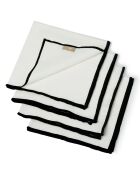 Lot de 4 serviettes de table toile de coton Jules blanches/noires - 45x45 cm