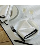 Lot de 4 serviettes de table toile de coton Jules blanches/noires - 45x45 cm