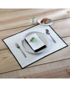 Lot de 4 serviettes de table toile de coton Jules blanches/noires - 45x45 cm
