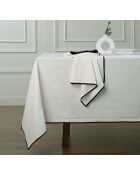 Lot de 4 serviettes de table toile de coton Jules blanches/noires - 45x45 cm