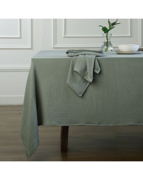Mantel de gasa de algodón Carla verde celadón - 150x300 cm