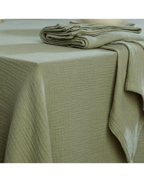 Mantel de gasa de algodón Carla verde celadón - 150x300 cm