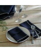 Lot de 4 serviettes de table lin lavé Gabriel fusain/sable - 45x45 cm