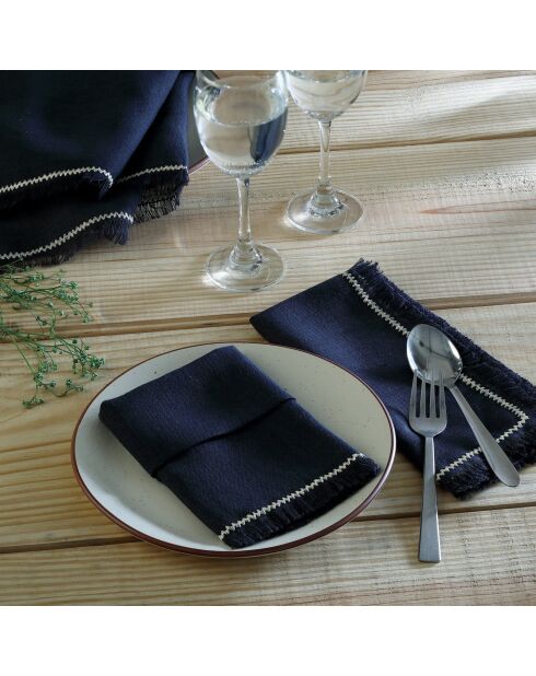 Lot de 4 serviettes de table lin lavé Gabriel fusain/sable - 45x45 cm