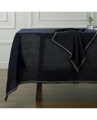 Lot de 4 serviettes de table lin lavé Gabriel fusain/sable - 45x45 cm