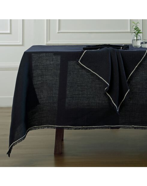 Lot de 4 serviettes de table lin lavé Gabriel fusain/sable - 45x45 cm