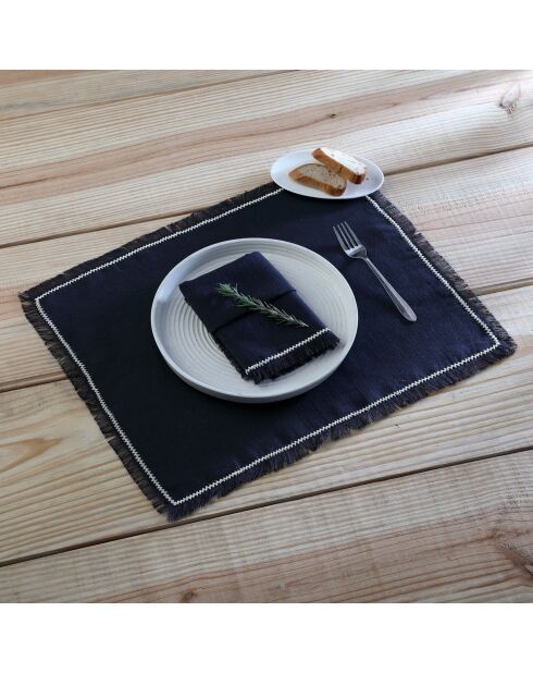 Lot de 4 serviettes de table lin lavé Gabriel fusain/sable - 45x45 cm
