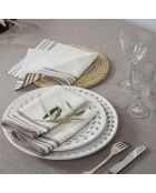 Lot de 4 serviettes de table en coton Mahdia blanches/taupe - 45x45 cm