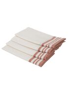 Lot de 4 serviettes de table en coton Mahdia blanches/rouges - 45x45 cm