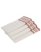 Lot de 4 serviettes de table en coton Mahdia blanches/rouges - 45x45 cm