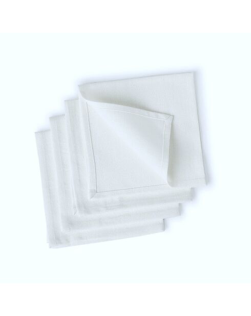 Lot de 4 serviettes de table toile de coton Louis blanches - 45x45 cm