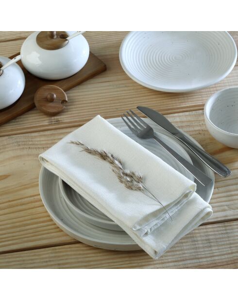 Lot de 4 serviettes de table toile de coton Louis blanches - 45x45 cm