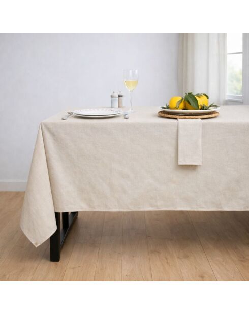 Colette helltaupefarbene Tischdecke und 10 Baumwollservietten, 180 x 400 cm