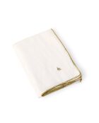 Mantel y 4 servilletas Camille de lino lavado blanco/dorado, 150 x 250 cm