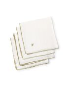 Mantel y 4 servilletas Camille de lino lavado blanco/dorado, 150 x 250 cm