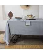 Mahdia blaue Jeanstischdecke aus Baumwolle und 8 Servietten