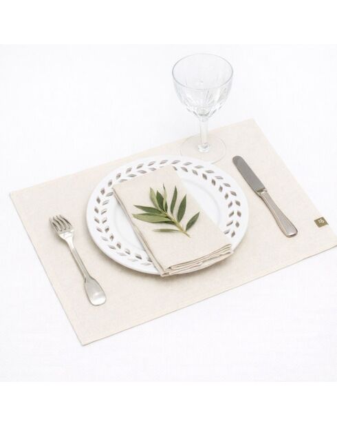 4 Set de table en coton Colette taupe clair - 35x50 cm