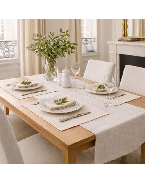 4 Set de table en coton Colette taupe clair - 35x50 cm