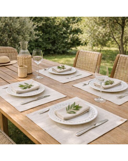 4 Set de table en coton Colette taupe clair - 35x50 cm