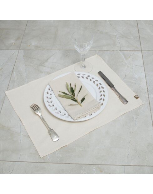 4 Set de table en coton Colette taupe clair - 35x50 cm