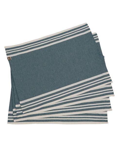 4 Mahdia Tischset aus Baumwolle petrolblau - 35x50 cm