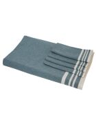 Mantel y 4 servilletas Mahdia de algodón azul petróleo, 150 x 250 cm