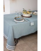Mantel y 4 servilletas Mahdia de algodón azul petróleo, 150 x 250 cm