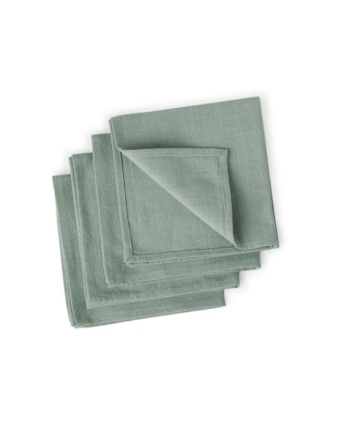 Lot de 4 serviettes de table toile de coton Louis vert céladon - 45x45 cm