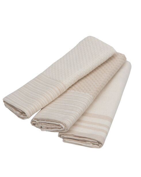 Set von 3 Mahdia Geschirrtüchern aus Baumwolle helltaupe - 45x70 cm