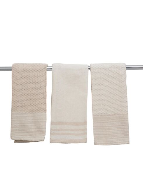 Set von 3 Mahdia Geschirrtüchern aus Baumwolle helltaupe - 45x70 cm