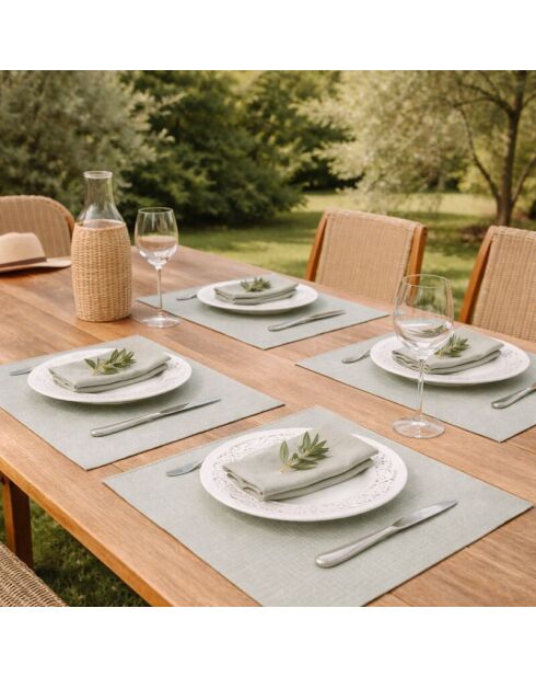 4 Colette Tischset aus olivgrüner Baumwolle - 35x50 cm