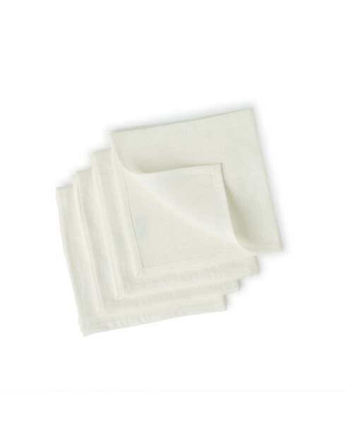 Lot de 4 serviettes de table lin lavé Paul blanches - 45x45 cm