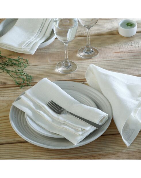 Lot de 4 serviettes de table lin lavé Paul blanches - 45x45 cm